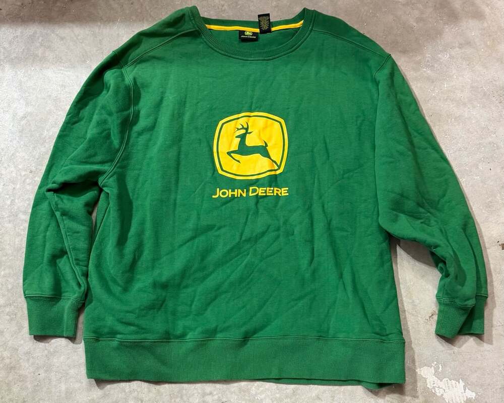John Deere Sweatshirt Size XXL Green Logo Crewneck Pullover